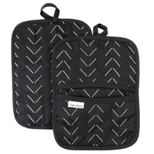 Load image into Gallery viewer, Sage+Stitch Pot Holders Black Mudcloth
